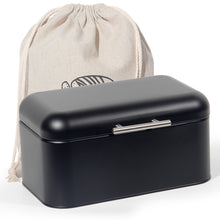 Lade das Bild in den Galerie-Viewer, Brotkasten aus Metall, Brot Lange Aufbewahren, Retro Brot Box, Brotaufbewahrungsbox mit Deckel(Schwarz-30cm)