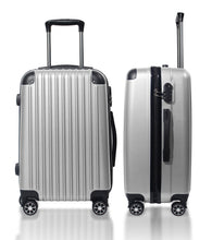 Lade das Bild in den Galerie-Viewer, Handgepäck Koffer Reisekoffer mit Rollen Trolley Handgepäck Trolley Rollkoffer Sicherheit Zahlenschloß Airline-kompatibel Handgepäck 4 Rollen(Silber)