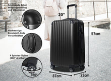 Lade das Bild in den Galerie-Viewer, Handgepäck Koffer Reisekoffer mit Rollen Trolley Handgepäck Trolley Rollkoffer Sicherheit Zahlenschloß Airline-kompatibel Handgepäck 4 Rollen(Schwarz)