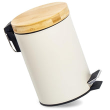 Lade das Bild in den Galerie-Viewer, Mülleimer Bad mit Holzdeckel, Kosmetikeimer mit Absenkautomatik (Soft Close), Badezimmer eimer, Abfalleimer Bad ( 3L)