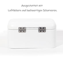 Lade das Bild in den Galerie-Viewer, Brotkasten aus Metall, Brot Lange Aufbewahren, Retro Brot Box, Brotaufbewahrungsbox mit Deckel(Weiß-30cm)