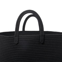 Lade das Bild in den Galerie-Viewer, Wäschekorb mit Henkel, Spielzeug Aufbewahrung, Aufbewahrungsbox Geflochten, Wäschesammler Groß, Aufbewahrungskorb Kinderzimmer(Schwarz, D 38 x H 50 CM))