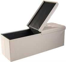 Lade das Bild in den Galerie-Viewer, Sitzbank mit Stauraum Sitzhocker Faltbar Sitztruhe belastbar, Deckel Abnehmbar, 114cm。