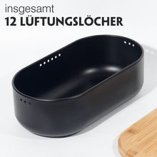 Lade das Bild in den Galerie-Viewer, Brotkasten mit Schneidebrett, Brotaufbewahrung mit Deckel, Brotbox aus Metall, Brotbeutel aus Leinen, Bread Box (Schwarz)