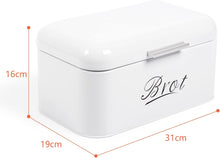 Lade das Bild in den Galerie-Viewer, Brotkasten mit Deckel, Großer Knäckebrot Box aus Metall, Brot und Kekse Lange Aufbewahren und Trocken Halten, Retro Design (31cm)
