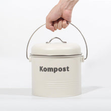 Lade das Bild in den Galerie-Viewer, Biomülleimer Küche 3,5 L , Bio Mülleimer Geruchsdicht mit Aktivkohlefiltern , Komposteimer Metall , Biomüll Retro(Beige)