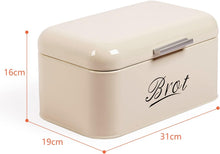 Lade das Bild in den Galerie-Viewer, Brotkasten mit Deckel, Großer Knäckebrot Box aus Metall, Brot und Kekse Lange Aufbewahren und Trocken Halten, Retro Design (31cm)