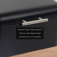 Lade das Bild in den Galerie-Viewer, Brotkasten aus Metall, Brot Lange Aufbewahren, Retro Brot Box, Brotaufbewahrungsbox mit Deckel(Schwarz-30cm)