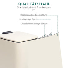Lade das Bild in den Galerie-Viewer, Kosmetikeimer 8L, Mülleimer bad, Badmülleimer mit Deckel, (Soft Close) Tretmülleimer aus Metall für Badezimmer, WC, Schlafzimmer (Beige, 24 x 19,5 x 33 cm)