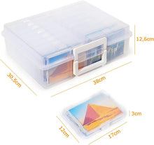 Lade das Bild in den Galerie-Viewer, Fotobox, Sortierboxen für Kleinteile, 16 innere Fotohalter, Aufbewahrungsbox Transparent für Postkarten, Fotos, Spielzeug