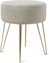 Lade das Bild in den Galerie-Viewer, Runder Sitzhocker Schminktisch Hocker Samt Ottoman Gepolsterter Hocker Metallstütze(37*45cm)