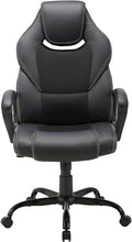 Lade das Bild in den Galerie-Viewer, Gaming Stuhl, Gaming Sessel, Ergonomischer mit Wippfunktion gepolsterter Rückenlehne höhenverstellbar Schreibtischstuhl (Schwarz)