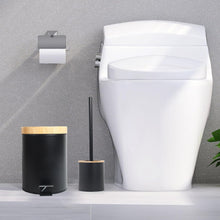 Lade das Bild in den Galerie-Viewer, Klobürste Holz, Toilettenbürste in Edelstahl, WC Bürsten & Halter, Badezimmer Set, Bürstengarnitur, Klobürstenhalter, Klobesen (Schwarz)