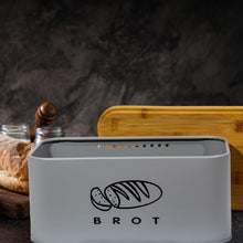 Lade das Bild in den Galerie-Viewer, Brotbox mit Deckel, Großer Knäckebrot Box aus Metall, Brotaufbewahrungsbox , Brot,Kekse Lange Aufbewahren und Trocken Halten( Grau-30cm)