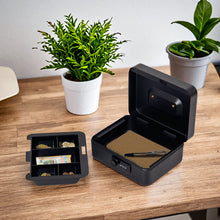 Lade das Bild in den Galerie-Viewer, Geldkassette mit münzzählbrett, 20 * 16 * 8.5 CM, Kasse Abschließbar, Cash Box Groß, Spardose, Geld organizer (Zahlenschloss-20cm)