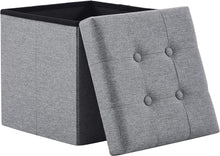 Lade das Bild in den Galerie-Viewer, Sitzhocker mit Stauraum, Fußhocker, Fußbank Truhen Aufbewahrungsbox faltbar belastbar Leinen(38 cm)