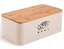 Lade das Bild in den Galerie-Viewer, Brotbox mit Deckel, Großer Knäckebrot Box aus Metall, Brotaufbewahrungsbox , Brot ,Kekse Lange Aufbewahren und Trocken Halten (Beige-42cm)