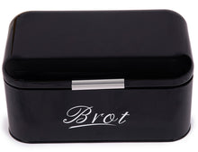 Lade das Bild in den Galerie-Viewer, Brotbox ,Großer Knäckebrot Box aus Metall, Brot und Kekse Lange Aufbewahren und Trocken Halten, Retro Design 31cm*19cm*15cm (Schwarz)