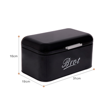Lade das Bild in den Galerie-Viewer, Brotbox ,Großer Knäckebrot Box aus Metall, Brot und Kekse Lange Aufbewahren und Trocken Halten, Retro Design 31cm*19cm*15cm (Schwarz)