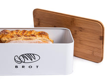 Lade das Bild in den Galerie-Viewer, Brotbox mit Deckel, Großer Knäckebrot Box aus Metall, Brotaufbewahrungsbox , Brot,Kekse Lange Aufbewahren und Trocken Halten(Weiß-42cm)