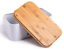 Lade das Bild in den Galerie-Viewer, Brotbox mit Deckel, Großer Knäckebrot Box aus Metall, Brotaufbewahrungsbox , Brot,Kekse Lange Aufbewahren und Trocken Halten(Weiß-30cm)