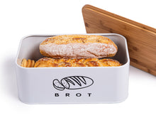 Lade das Bild in den Galerie-Viewer, Brotbox mit Deckel, Großer Knäckebrot Box aus Metall, Brotaufbewahrungsbox , Brot,Kekse Lange Aufbewahren und Trocken Halten(Weiß-30cm)