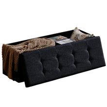 Lade das Bild in den Galerie-Viewer, Sitzbank mit Stauraum,Sitzhocker, Aufbewahrungsbox,faltbar,max.Belastbarkeit300kg,120 L,114x38x38cm,MDF-Platte und Leinenimitat.