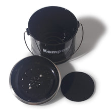 Lade das Bild in den Galerie-Viewer, Biomülleimer Küche 3,5 L , Bio Mülleimer Geruchsdicht mit Aktivkohlefiltern , Komposteimer Metall , Biomüll Retro(Schwarz)