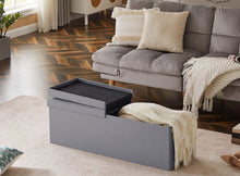 Lade das Bild in den Galerie-Viewer, Sitzbank mit Stauraum Faltbar Sitztruhe belastbar bis 300 kg, Deckel Abnehmbar, 114x38x38 cm,Grau
