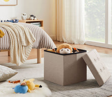 Lade das Bild in den Galerie-Viewer, Sitzhocker mit Stauraum, Fußhocker, Fußbank Truhen Aufbewahrungsbox faltbar belastbar Leinen(38 cm)