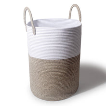 Lade das Bild in den Galerie-Viewer, Wäschekorb mit Henkel, Spielzeug Aufbewahrung, Aufbewahrungsbox Geflochten, Wäschesammler Groß, Aufbewahrungskorb Kinderzimmer(Braun-D 38 x H 50 CM)