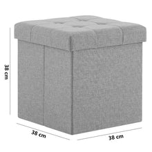 Lade das Bild in den Galerie-Viewer, Fußhocker, Fußbank Truhen Aufbewahrungsbox faltbar belastbar bis 300 kg, Leinen, 38 x 38 x 38 cm(Hellgrau)