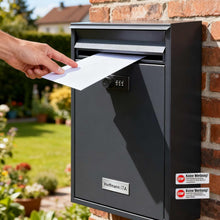 Lade das Bild in den Galerie-Viewer, Briefkasten  mit Edelstahl Namensschild Wandbriefkasten Postkasten briefkästen mit Zahlenschloss （(8,5 x 26 x 35 cm)）
