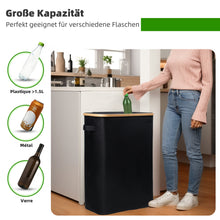 Lade das Bild in den Galerie-Viewer, 140L Pfandflaschen Sammelbehälter mit Deckel &amp; XXL Tragetaschen, Flaschensammler für Leergut &amp; Altglas, 2 Fächer Organizer mit Lochdesign, Recycling Behälter für Küche &amp; Abstellraum, Schwarz
