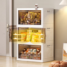 Lade das Bild in den Galerie-Viewer, 33L x 3, Faltbare Aufbewahrungsbox mit Deckel,Aufbewahrungsregal mit boxen,Stapelboxen,Kunststoffbox mit Türen49.5*31.5*84.5cm
