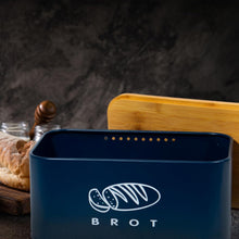 Lade das Bild in den Galerie-Viewer, Brotbox  mit Deckel, Großer Knäckebrot Box aus Metall, Brotaufbewahrungsbox , Brot,Kekse Lange Aufbewahren und Trocken Halten(Dunkelblau-30cm)
