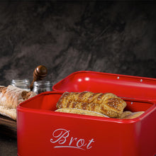 Lade das Bild in den Galerie-Viewer, Brotkasten mit Deckel, Großer Knäckebrot Box aus Metall, Brot und Kekse Lange Aufbewahren und Trocken Halten, Retro Design (31cm)
