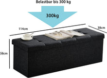 Lade das Bild in den Galerie-Viewer, Sitzbank mit Stauraum Sitzhocker Faltbar Sitztruhe belastbar, Deckel Abnehmbar, 114cm。
