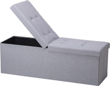 Lade das Bild in den Galerie-Viewer, Sitzbank mit Stauraum Sitzhocker Faltbar Sitztruhe belastbar, Deckel Abnehmbar, 114cm。
