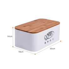 Lade das Bild in den Galerie-Viewer, Brotbox  mit Deckel, Großer Knäckebrot Box aus Metall, Brotaufbewahrungsbox , Brot,Kekse Lange Aufbewahren und Trocken Halten(Weiß-30cm)
