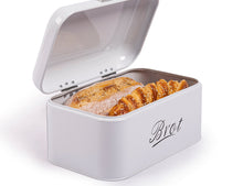 Lade das Bild in den Galerie-Viewer, Brotbox  mit Deckel, Großer Knäckebrot Box aus Metall, Brot und Kekse Lange Aufbewahren und Trocken Halten, Retro Design 31cm*19cm*16cm (Weiß)
